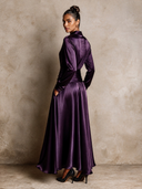 Women's Urban Casual Satin Pleated Maxi Dress ZMZ1913H1XT