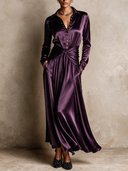 Women's Urban Casual Satin Pleated Maxi Dress ZMZ1913H1XT