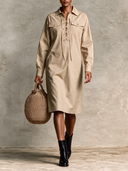Women's Workwear Style Cotton Tie-up Midi Dress ZMZ2005H3XT