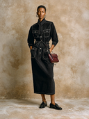 Women's Minimalist Casual Corduroy Utility-Style Shirt Maxi Dress ZMZ2035H3XT