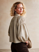 Women's Classic Cotton Khaki Grey Long-Sleeve Shirt ZMZ2093H2SWL