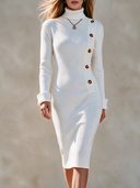 Women's Elegant Urban Quiet Luxury Knitted High-Neck Long-Sleeve Midi Dress ZMZ2015H2ZJY