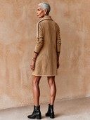 Women's Minimalist Color-Block Long-Sleeve Zip-Front Knit Mini Dress ZMZ1707H9XT