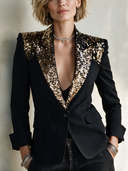 Women's Stylish Sequin-Panel Single-Button Single-Vent Blazer ZMZ2088H2SWL