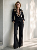 Women's Stylish Sequin-Panel Single-Button Single-Vent Blazer ZMZ2088H2SWL