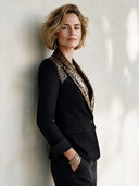 Women's Stylish Sequin-Panel Single-Button Single-Vent Blazer ZMZ2088H2SWL
