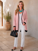Women's Classic Casual Pink Single-Breasted Knit Cardigan ZMZ2040H0ZYY