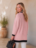 Women's Classic Casual Pink Single-Breasted Knit Cardigan ZMZ2040H0ZYY