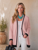 Women's Classic Casual Pink Single-Breasted Knit Cardigan ZMZ2040H0ZYY