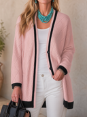 Women's Classic Casual Pink Single-Breasted Knit Cardigan ZMZ2040H0ZYY