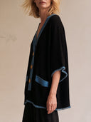 Women's Oversized Ribbed Knit Cardigan With Contrast Trim And Gold Buttons ZMZ2105H6YZH