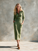 Women's Retro Casual Minimalist Knitted Ribbed Polo Long-Sleeve Top And Skirt Set ZMZ2185H9ZJY