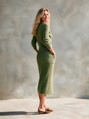 Women's Retro Casual Minimalist Knitted Ribbed Polo Long-Sleeve Top And Skirt Set ZMZ2185H9ZJY