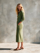 Women's Retro Casual Minimalist Knitted Ribbed Polo Long-Sleeve Top And Skirt Set ZMZ2185H9ZJY