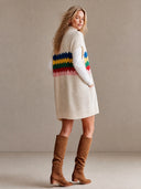 Women's Retro Street Style Casual Cotton Yarn Rainbow Knit V-Neck Sleeveless Mini Dress ZMZ2110H2ZJY