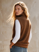 Women's Retro Simple Casual Cotton Yarn Knitted Pullover Zipper Vest ZMZ2118H7ZJY