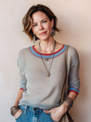 Women's Fashionable Color-Block Crew-Neck Knit Sweater ZMZ2127H2SWL