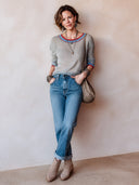 Women's Fashionable Color-Block Crew-Neck Knit Sweater ZMZ2127H2SWL