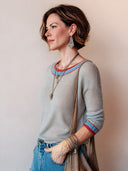 Women's Fashionable Color-Block Crew-Neck Knit Sweater ZMZ2127H2SWL