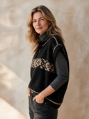 Women's Retro Casual Cotton Yarn Knitted Loose Henley Collar Pullover Vest ZMZ2133H1ZJY
