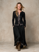 Women's Retro Urban Quiet Luxury Sequined Zipper Top And Skirt Set ZMZ2157H0ZJY