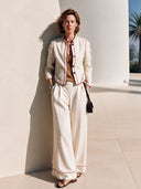Women's Classic Cotton Button-Front Jacket With Contrast Piping ZMZ2165H8SWL