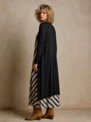 Women's French-style Relaxed Striped Strapless Maxi Dress And Long Cardigan Set ZMZ2152H3XT