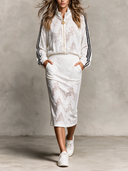 Women's Lace-Print Zip-Up Sports Jacket And Skirt Two-Piece Set ZMZ2103H6XT