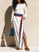 Women's Resort Style Ribbed Knit Long-Sleeved Knit Maxi Dress ZMZ2071H1XT