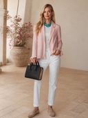 Women's French-style Elegant Pink Cotton-linen Single-breasted Lightweight Blazer ZMZ2176H5ZYY