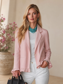 Women's French-style Elegant Pink Cotton-linen Single-breasted Lightweight Blazer ZMZ2176H5ZYY