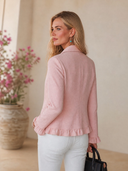 Women's French-style Elegant Pink Cotton-linen Single-breasted Lightweight Blazer ZMZ2176H5ZYY