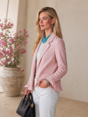 Women's French-style Elegant Pink Cotton-linen Single-breasted Lightweight Blazer ZMZ2176H5ZYY
