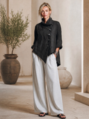 Women's Vintage-Style Casual Twill Stand Collar And Asymmetric Front Closure Jacket ZMZ2146H4ZYY