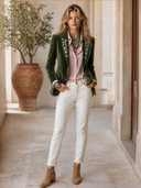 Women's Vintage-Style Elegant Lapel And Embroidery Velvet Single-Breasted Blazer ZMZ2117H3ZYY