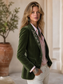 Women's Vintage-Style Elegant Lapel And Embroidery Velvet Single-Breasted Blazer ZMZ2117H3ZYY