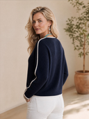 Women's Vintage-Style Elegant Round-Neck Single-Breasted Knit Cardigan ZMZ2124H8ZYY