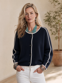 Women's Vintage-Style Elegant Round-Neck Single-Breasted Knit Cardigan ZMZ2124H8ZYY