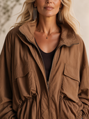 Women's Retro Casual Cotton-Blend Zip-Front Stand Collar And Loose Fit Jacket ZMZ2186H3ZYY