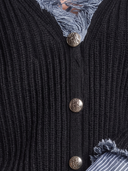 Women's Oversized Denim-Trim Fringe Knit Cardigan ZMZ2106H0YZH