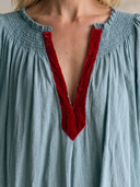 Women's V-Neck Smocked Long Sleeve Loose Maxi Dress ZMZ2102H6YZH