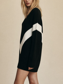 Women's Oversized V-Neck Chevron Colorblock Knit Sweater ZMZ2446H9YZH