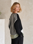 Women's Color Block Striped Loose Fit Long Sleeve Linen Top ZMZ2435H9YZH