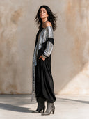 Women's Retro Urban Casual Cotton Patchwork Sequin Long-Sleeved Maxi Dress ZMZ2450H2ZJY