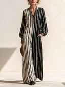 Women's Classic Color-Block Striped Long-Sleeve Jumpsuit ZMZ2417H0SWL