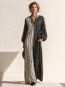 Women's Classic Color-Block Striped Long-Sleeve Jumpsuit ZMZ2417H0SWL