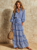 Women's Vacation Cotton Plaid Print Maxi Dress ZMZ2498H6XT