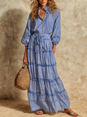 Women's Vacation Cotton Plaid Print Maxi Dress ZMZ2498H6XT