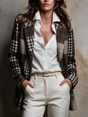 Women's Vintage Casual Plaid-Panel Blazer ZMZ2497H7XT