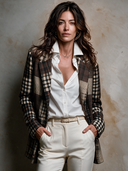 Women's Vintage Casual Plaid-Panel Blazer ZMZ2497H7XT